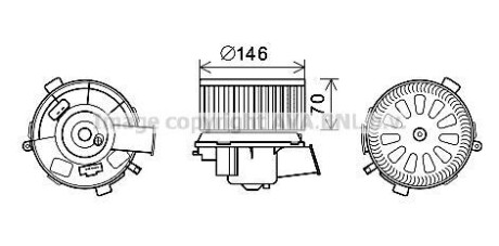 Вентилятор отопителя салона Peugeot 206 (00-), 307 (00-) auto AC AVA AVA COOLING 'PE8378