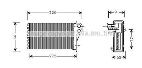 Радіатор обігрівача салону Citroen C3 (02-)/Peugeot 206 (98-), 307 (00-) AVA AVA COOLING 'PEA6356