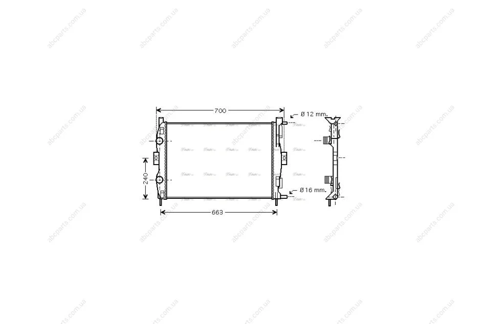 Радиатор охлаждения двигателя Renault Megane II 1,4i 1,6i MT AC+/- 02>08 AVA AVA COOLING RT2306 (фото 1)
