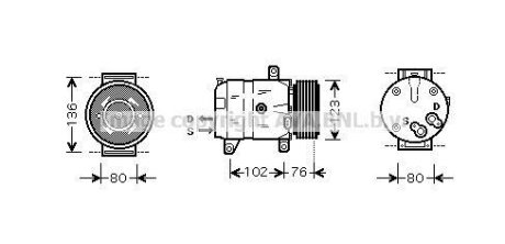 Компресор кондиціонера Renault Trafic II/Opel Movano/Nissan Interstar (99-) 1.9DCi, 2.5DCi AVA AVA COOLING 'RTAK069
