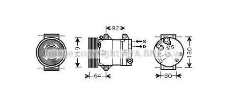 Компресор кондиціонера Renault Megane II, Scenic II (03-) 1.9DCi, 2.0i AVA AVA COOLING 'RTAK429