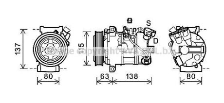 Компресор кондиціонера Renault Megane III, Scenic III (09-) 1.4TCe, 1.6DCi, 2.0DCi AVA AVA COOLING 'RTAK491