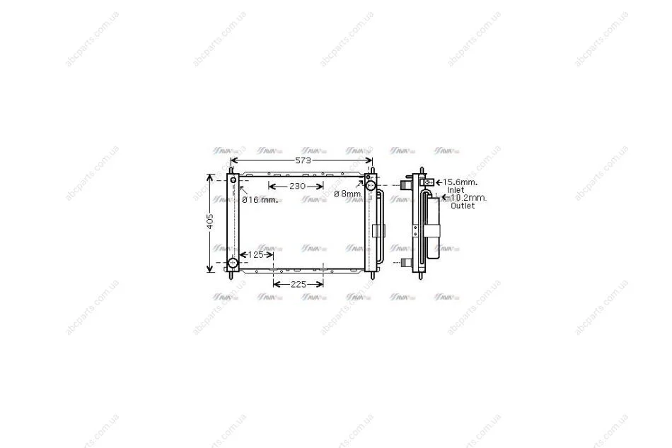 Радіатор охолодження двигуна Renault Clio III (06-) Modus (05-) 1,2i 1,5d MT/AT (c конденсером и осушителем) (RTM405) AVA AVA COOLING 'RTM405 (фото 1)