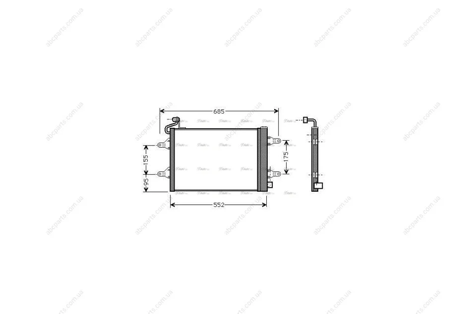 Радиатор кондиционера Skoda Fabia 1,2-1,4i 97>07, VW Polo 1,4i 01>08 AVA AVA COOLING SAA5007D (фото 1)
