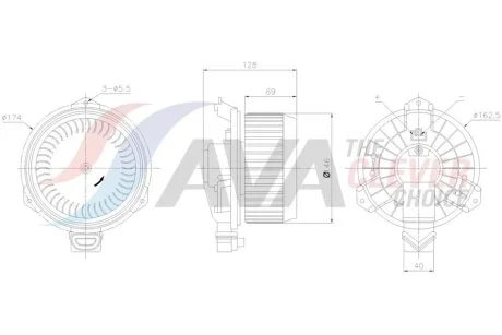 Вентилятор обігрівача салону Suzuki Swift (05-), SX4 (06-) (SZ8169) AVA AVA COOLING 'SZ8169