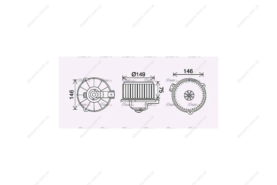 Вентилятор обігрівача салону Toyota Corolla (00-) 1.3i 1.4i 1.6i 1.8i (TO8735) AVA AVA COOLING 'TO8735 (фото 1)