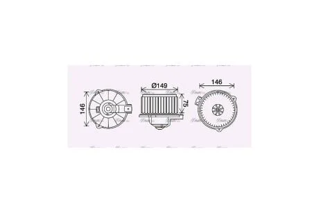 Вентилятор обігрівача салону Toyota Corolla (00-) 1.3i 1.4i 1.6i 1.8i (TO8735) AVA AVA COOLING 'TO8735