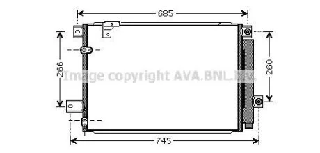 Радіатор кондиціонера Toyota Avensis T25 (05-) 2.0D4D, 2.2D4D (TOA5409D) AVA AVA COOLING 'TOA5409D