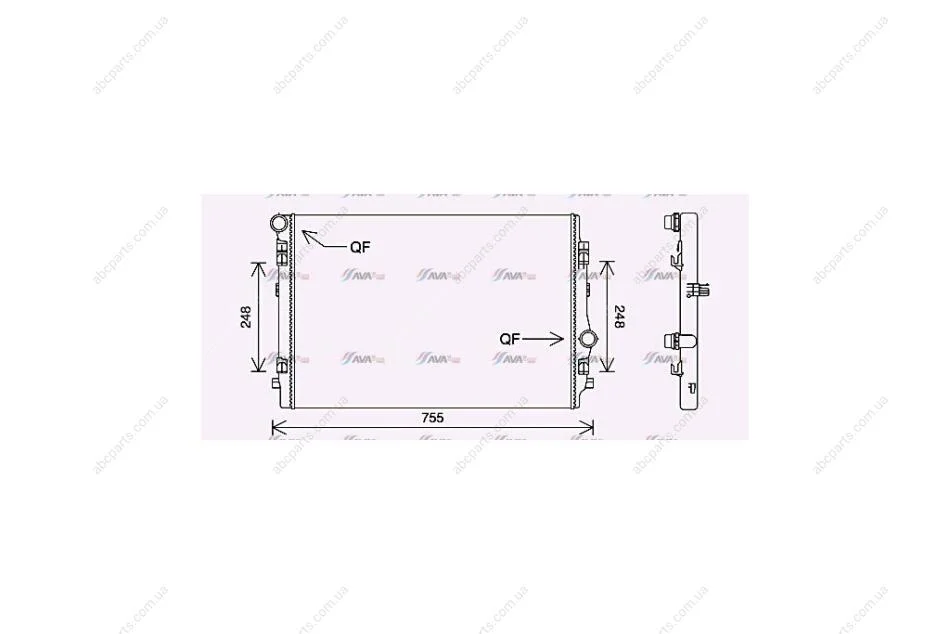 Радіатор охолодження двигуна Skoda Octavia III (13-) 2,0TDI, Kodiaq (17-) 2,0TDI MT/AT (VN2398) AVA AVA COOLING 'VN2398 (фото 1)