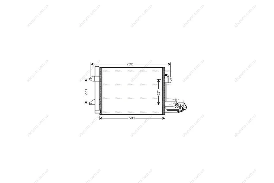 Радиатор кондиционера VW Caddy 1,9-2,0TDI 03>10 AVA AVA COOLING VN5211D (фото 1)