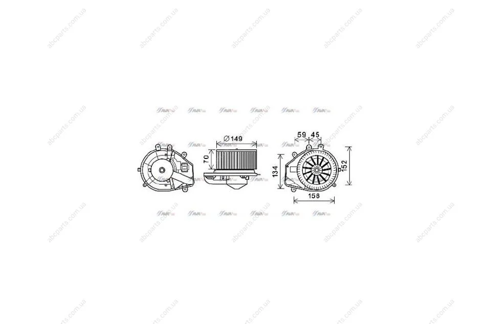 Вентилятор обігрівача салону Skoda Superb (01-08), VW Passat B5 (96-05), Audi A4 (96-01) AC+ (VN8352) AVA AVA COOLING 'VN8352 (фото 1)
