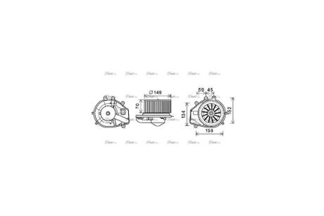 Вентилятор обігрівача салону Skoda Superb (01-08), VW Passat B5 (96-05), Audi A4 (96-01) AC+ AVA AVA COOLING 'VN8352
