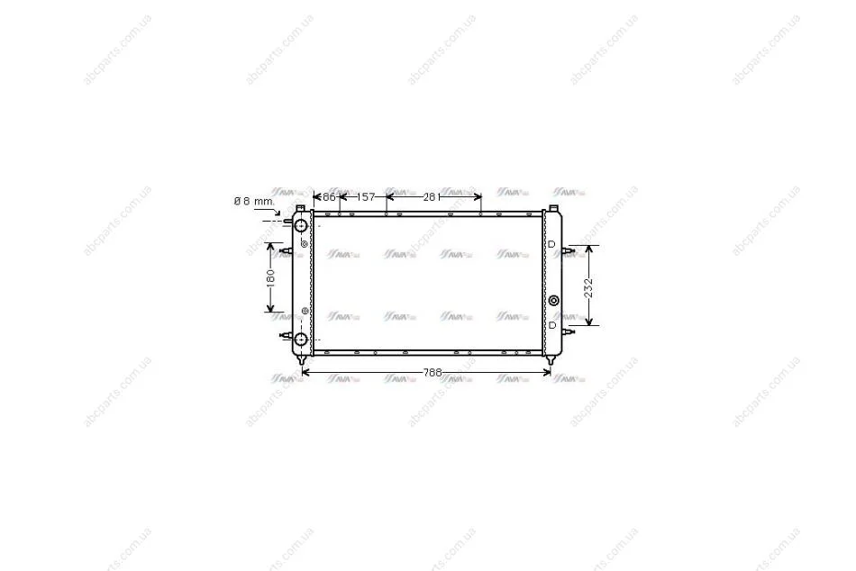 Радіатор охолодження двигуна VW T4 1,9D-TDI 2,0i 2,4D 2,5i 2,5TDI 90>03 MT AC+/- AVA AVA COOLING VNA2114 (фото 1)