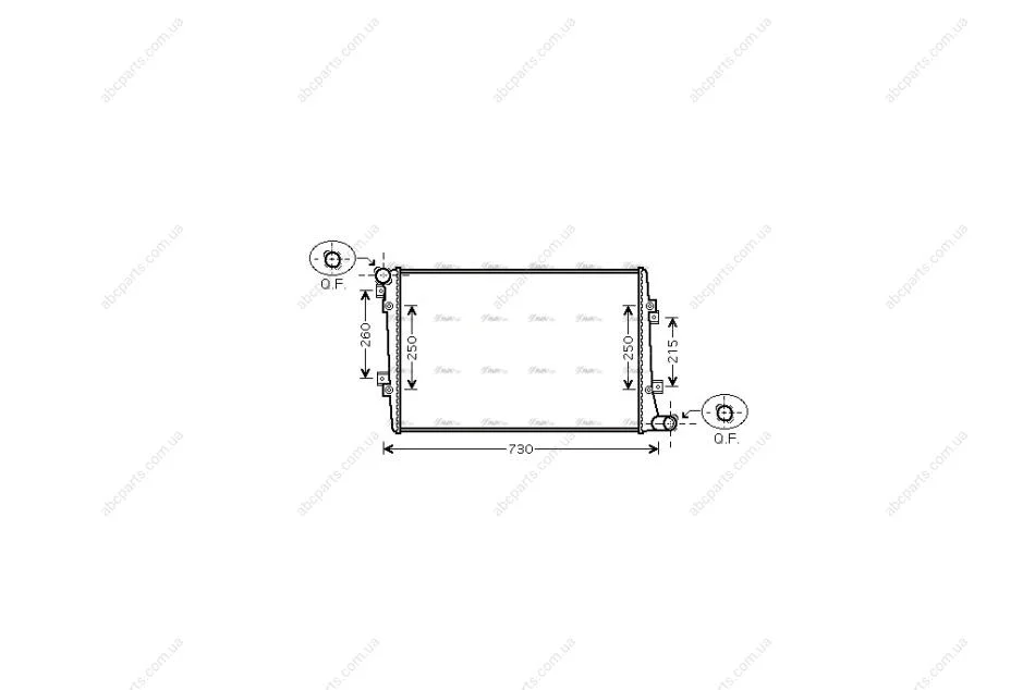 Радіатор охолодження двигуна VW Caddy III 1.9d, Golf V 1,9d 2,0d, Passat B6 1,9d AC+ AVA AVA COOLING VNA2255 (фото 1)