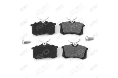 Колодки гальмівні задні (з болтами) Renault Megane II-IV, Thalia (08-), Nissan Note (08-) Opel Crossland (17-) PREMIUM (1160033A) AYD '1160033A