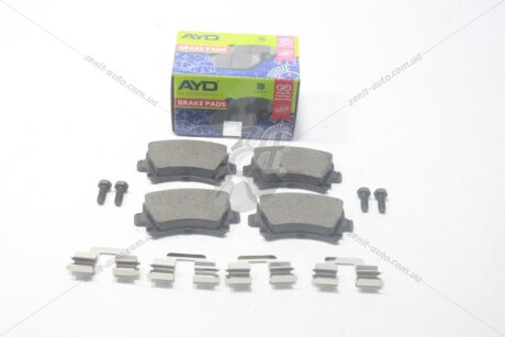 Колодки тормозные задние (с болтами, прижимными элементами) VW Golf V, VI, Passat B6, Skoda Octavia III (5E5,5E6) (12-) PREMIUM AYD '1160048D