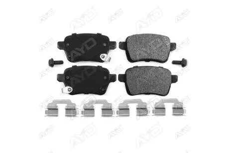 Колодки тормозные задние (с болтами, прижимными элементами) Fiat 500L (12-), Opel Corsa E (14-) PREMIUM (1160360B) AYD '1160360B
