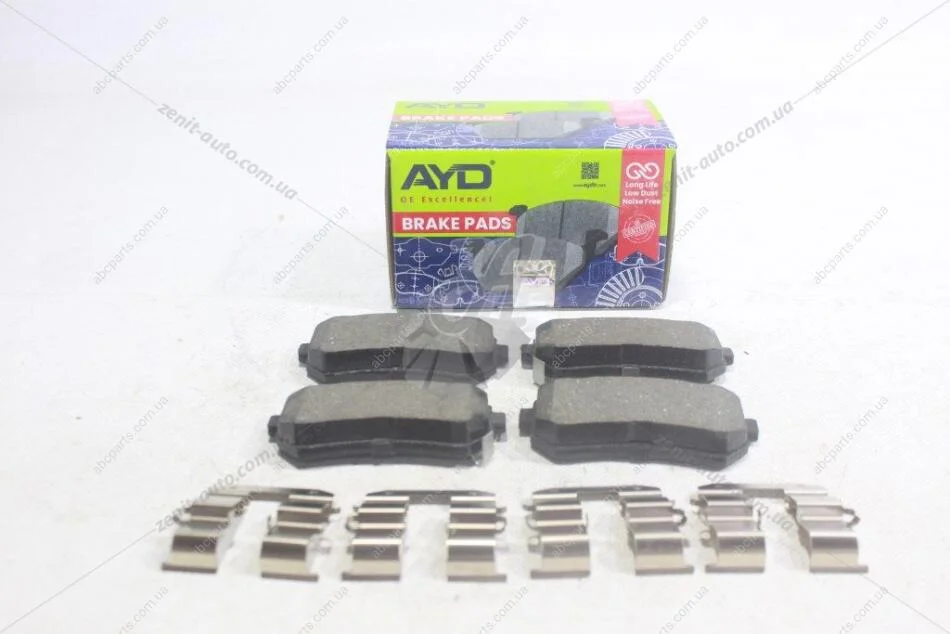 Колодки тормозные задние (с прижимными элементами) Hyundai Sonata (09-), Tucson (04-) PREMIUM (1160439B) AYD '1160439B (фото 1)