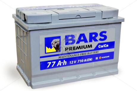 АКБ 6СТ-77 R+ (пт 750) (не обслуж) Premium BARS '077230