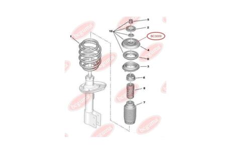 Опора амортизатора передн посилена (119х14х30мм) BAD ROADS Citroen C4/ Pegeout 308 BCGUMA BC GUMA BC3009