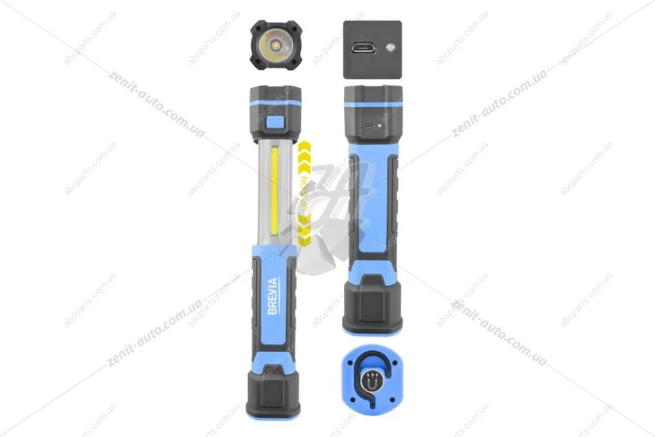 Фонарик инспекционный LED телескопический 3W COB+1W LED 300lm, 2000mAh, microUSB Brevia BREVIA 11340 (фото 1)