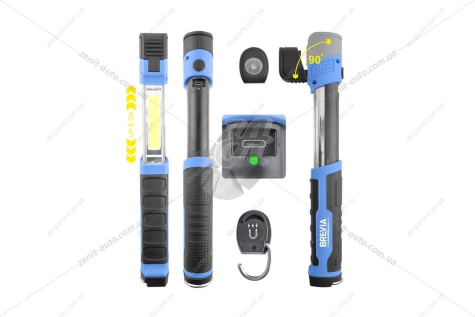Фонарик инспекционный LED телескопический 3W COB+1W LED 300lm, 2000mAh, microUSB slim Brevia BREVIA 11350 (фото 1)