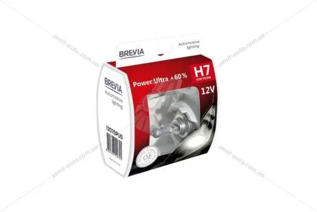 Лампа галогенна H7 12V 55W PX26d +60% 3400K EXTRA LIGHT (к-т 2шт) Brevia BREVIA 12070PUS