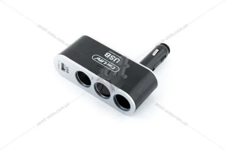 Прикурювач трійник + USB з LED підсвіткою CARLIFE CarLife CS302