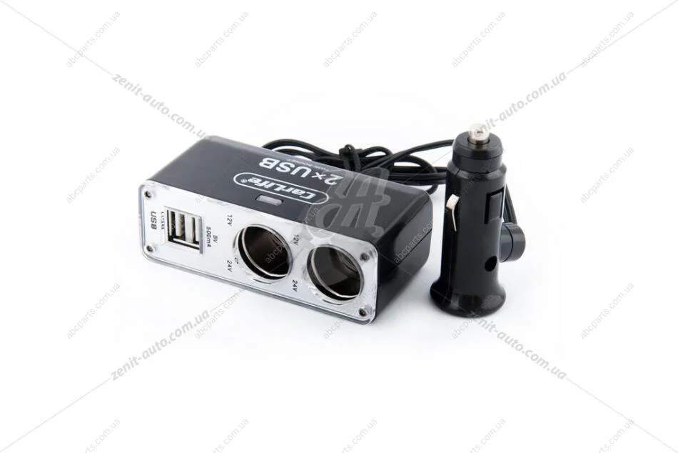 Прикурювач двійник + 2 USB CARLIFE CarLife CS304 (фото 1)