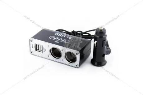 Прикурювач двійник + 2 USB CARLIFE CarLife CS304