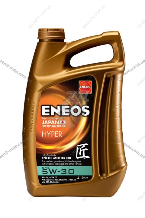 Масло ДВС 5W-30 ENEOS HYPER API SN, ACEA C3, GM Dexos 2, 4л, синт. Eneos EU0030301N (фото 1)
