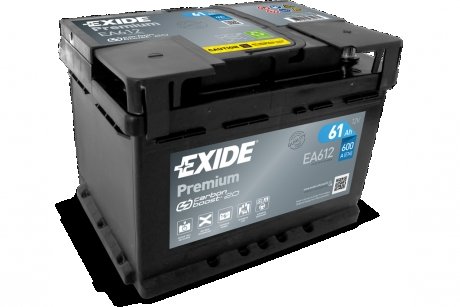 АКБ 6СТ-61 R+ (пт600) (необслуж) (низкий) Premium EXIDE EA612