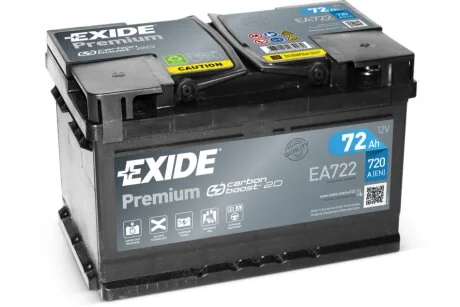 АКБ 6СТ-72 R+ (пт720) (необслуг) (низький) Premium Exide EXIDE EA722