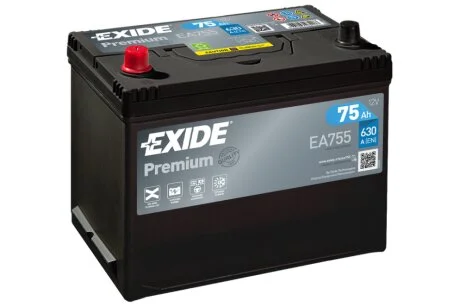 АКБ 6СТ-75 L+ (пт630) (необслуж) Asia Premium Exide EXIDE EA755