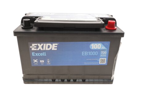 АКБ 6СТ-100 R+ (пт720) (необслуг)(315х175х205) EXCELL EXIDE EB1000