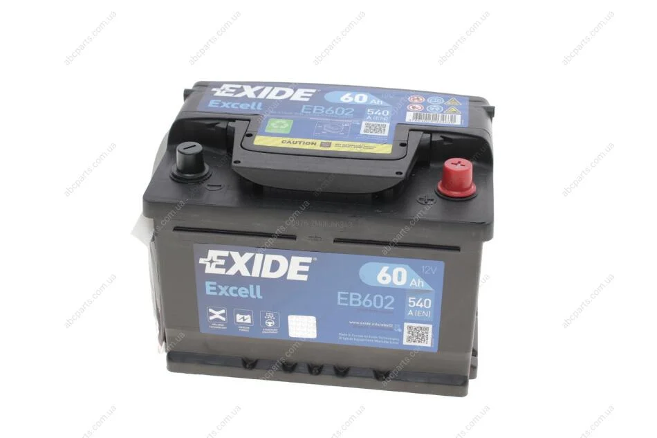 АКБ 6СТ-60 R+ (пт540) (необслуг)(низький) EXCELL Exide EXIDE EB602 (фото 1)