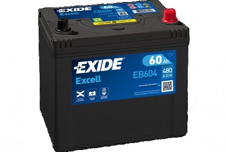 АКБ 6СТ-60 R+ (пт480) (необслуг) Asia EXCELL EXIDE EB604