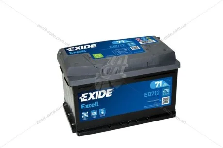 АКБ 6СТ-71 R+ (пт670) (необслуг) (низький) EXCELL Exide EXIDE EB712