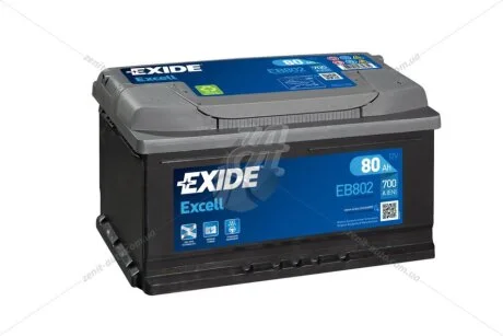 АКБ 6СТ-80 R+ (пт700) (необслуж)(315х175х175) EXCELL Exide EXIDE EB802