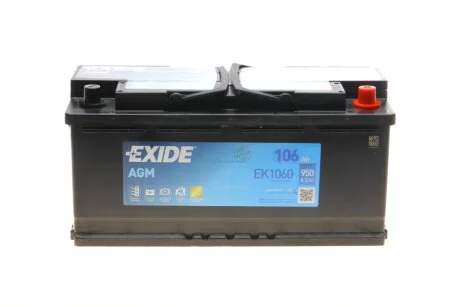 АКБ 6СТ-106 R+ (пт950) (необслуг)(392х175х190) AGM Exide (Start/Stop) EXIDE EK1060