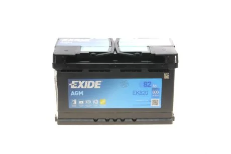 АКБ 6СТ-82 R+ (пт800) (необслуг) (315х175х192) AGM Exide (Start/Stop) EXIDE EK820