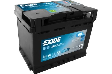 АКБ 6СТ-60 R+ (пт640) (необслуг) EFB Exide (Start/Stop) EXIDE EL600