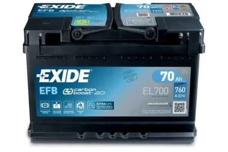 АКБ 6СТ-70 R+ (пт760) (необслуж) EFB Exide (Start/Stop) EXIDE EL700