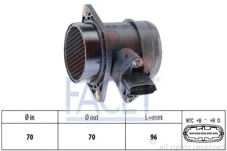 Витратомір повітря (MAF) Honda Civic VII (02-)/Fiat Stilo (03-) (10.1031) Facet FACET '101031