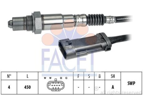 Датчик кисню (лямда-зонд) Renault Duster (11-), Megane II (03-) K4M 1.6 16V (10.8281) FACET '108281