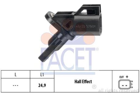 Датчик ABS передний Volvo C30, C70, S40, S60, XC60, XC70 (06-18) FACET '210005