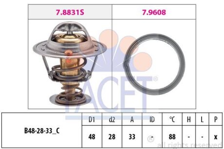Термостат (з прокладкою) Hyundai i10 (07-) 1.1i (7.8831) FACET '78831