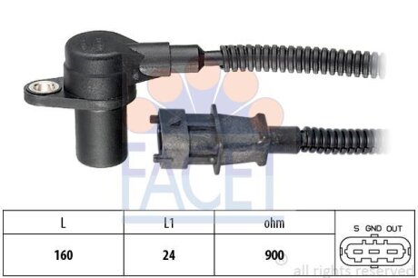 Датчик положення колінвалу KIA Sorento I (05-) 2.5CRDi (9.0588) FACET '90588