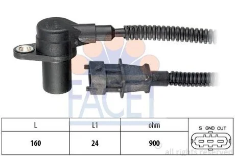 Датчик положення колінвалу KIA Sorento I (05-) 2.5CRDi (9.0588) Facet FACET '90588