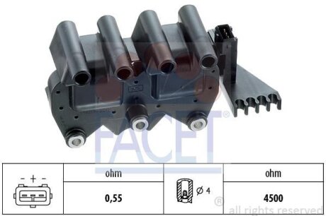 Котушка запалювання Fiat Doblo (02-), Brava (95-) 1.6i (9.6245) FACET '96245
